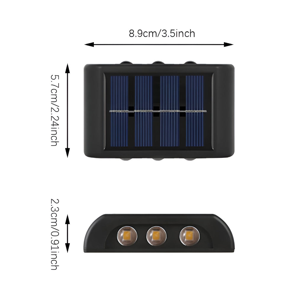 RectaSolaria – Solcellsdriven Vägglampa | IP65 Vattentät LED Trädgårdsbelysning Upp & Ner | 2/4-pack
