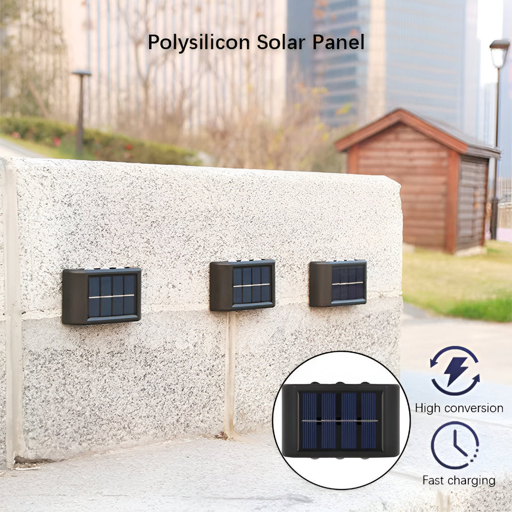 RectaSolaria – Solcellsdriven Vägglampa | IP65 Vattentät LED Trädgårdsbelysning Upp & Ner | 2/4-pack