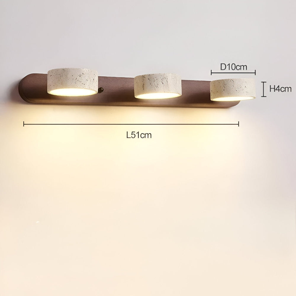 Trevano – Rund LED Vägglampa | Naturstensyta & Trä | Elegant Väggbelysning för Inomhusbruk