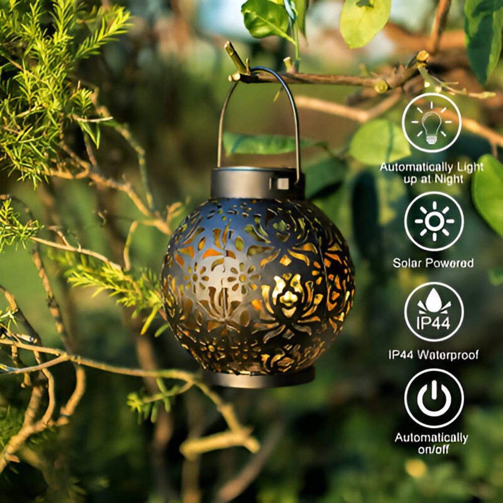 SunRust Lantern – Solcellsdriven Hänglykta i Rustik Design