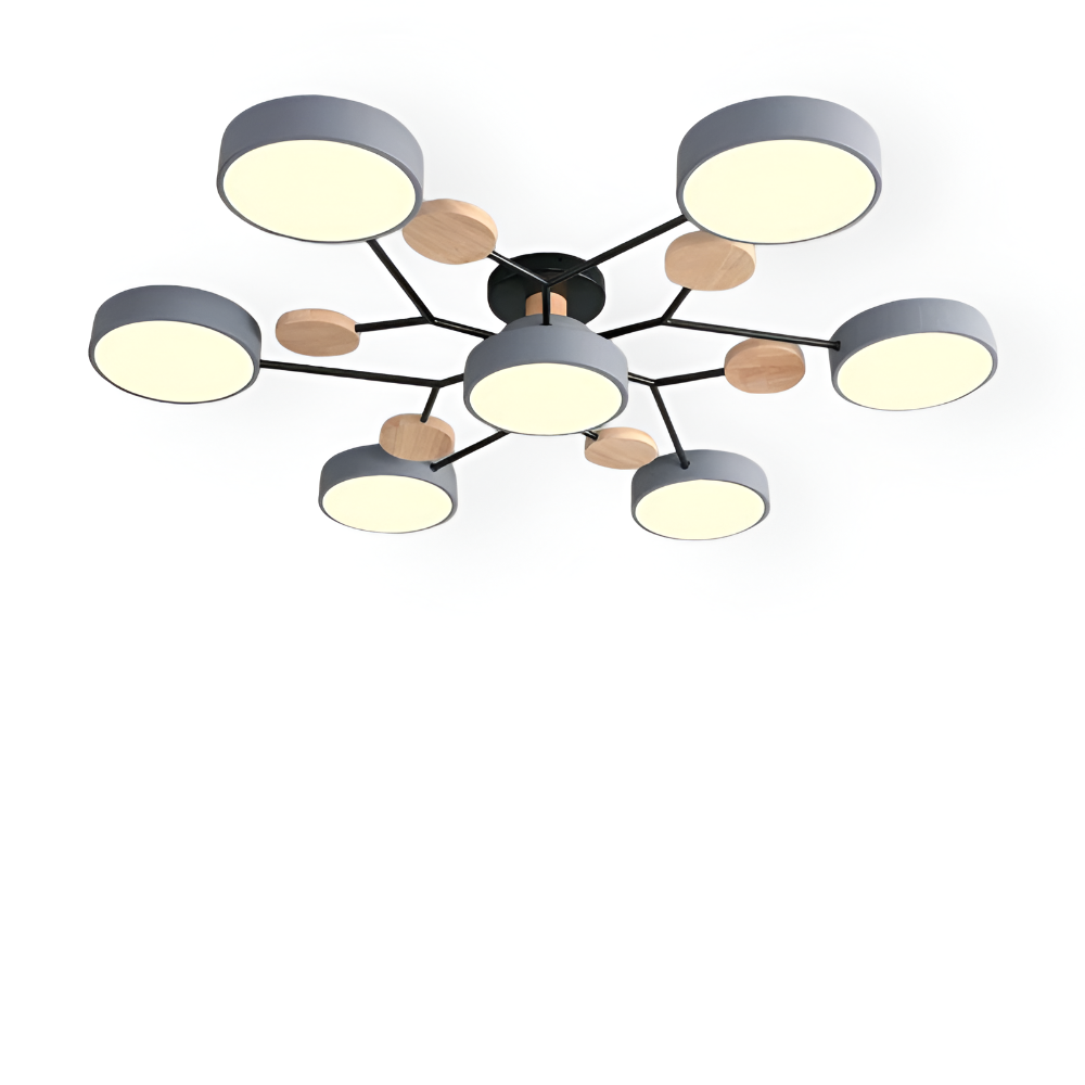 Lunaris – Samtida LED Taklampa med Modern Design och Trädetaljer