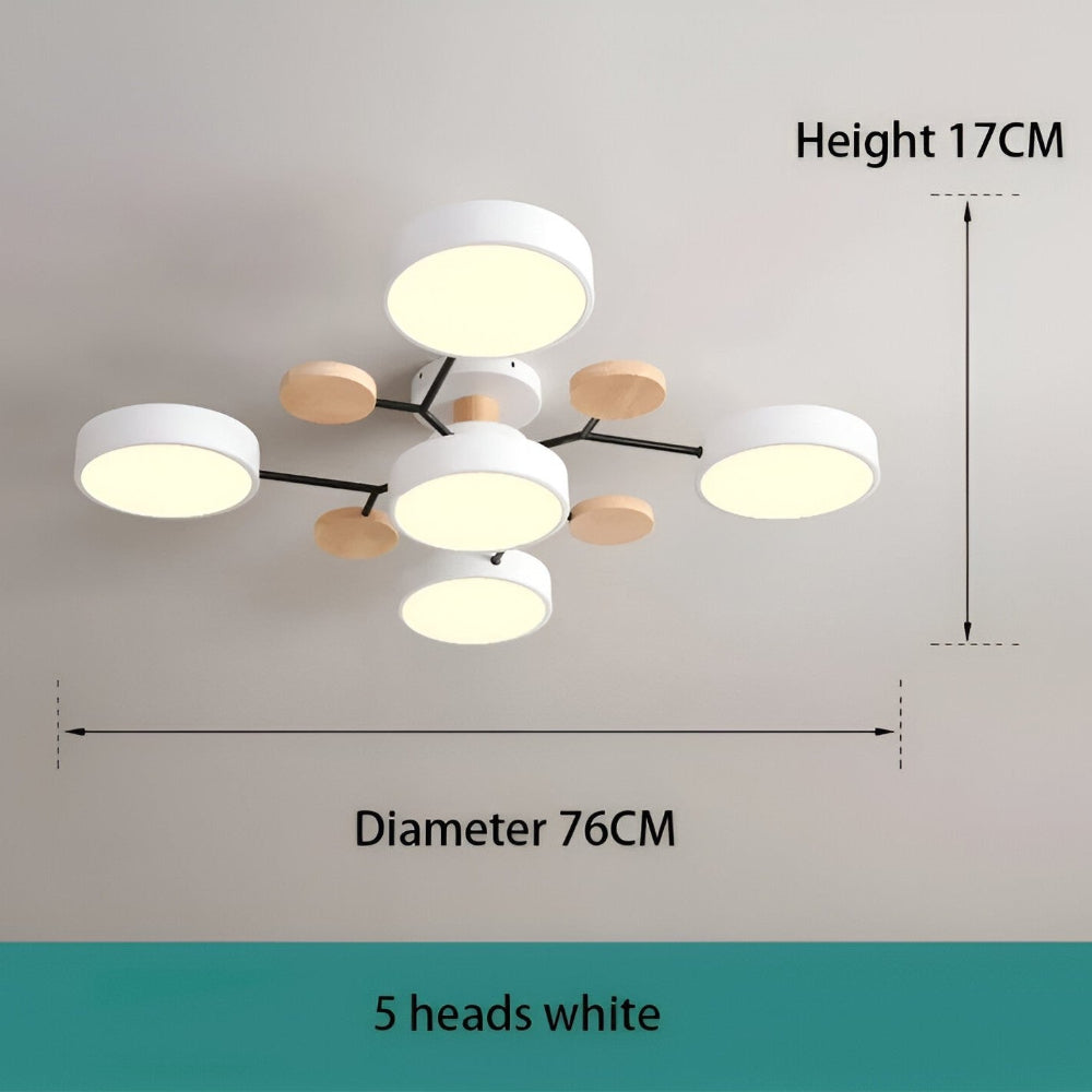 Lunaris – Samtida LED Taklampa med Modern Design och Trädetaljer