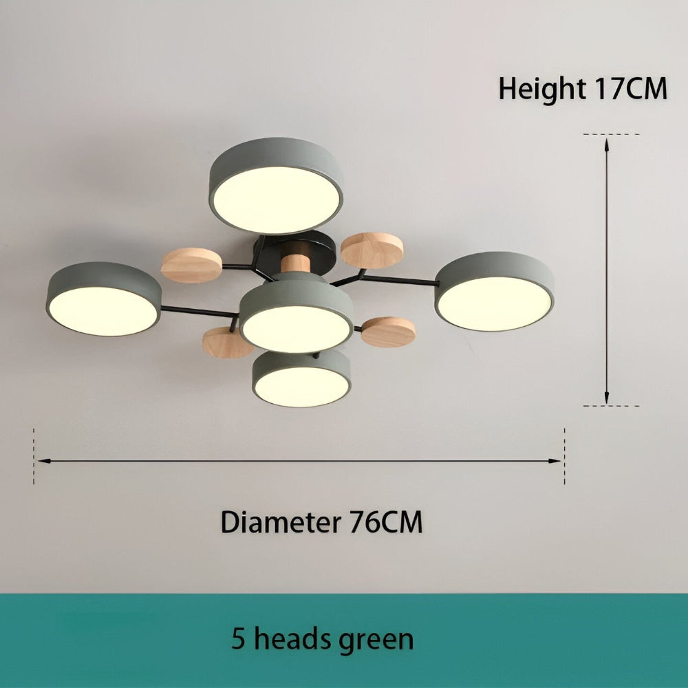 Lunaris – Samtida LED Taklampa med Modern Design och Trädetaljer