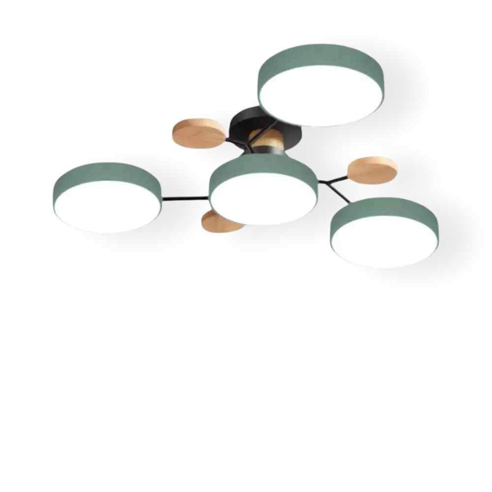 Lunaris – Samtida LED Taklampa med Modern Design och Trädetaljer