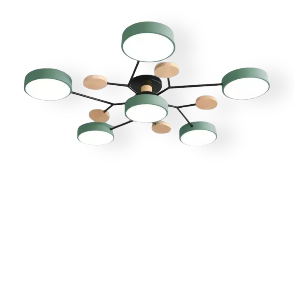 Lunaris – Samtida LED Taklampa med Modern Design och Trädetaljer