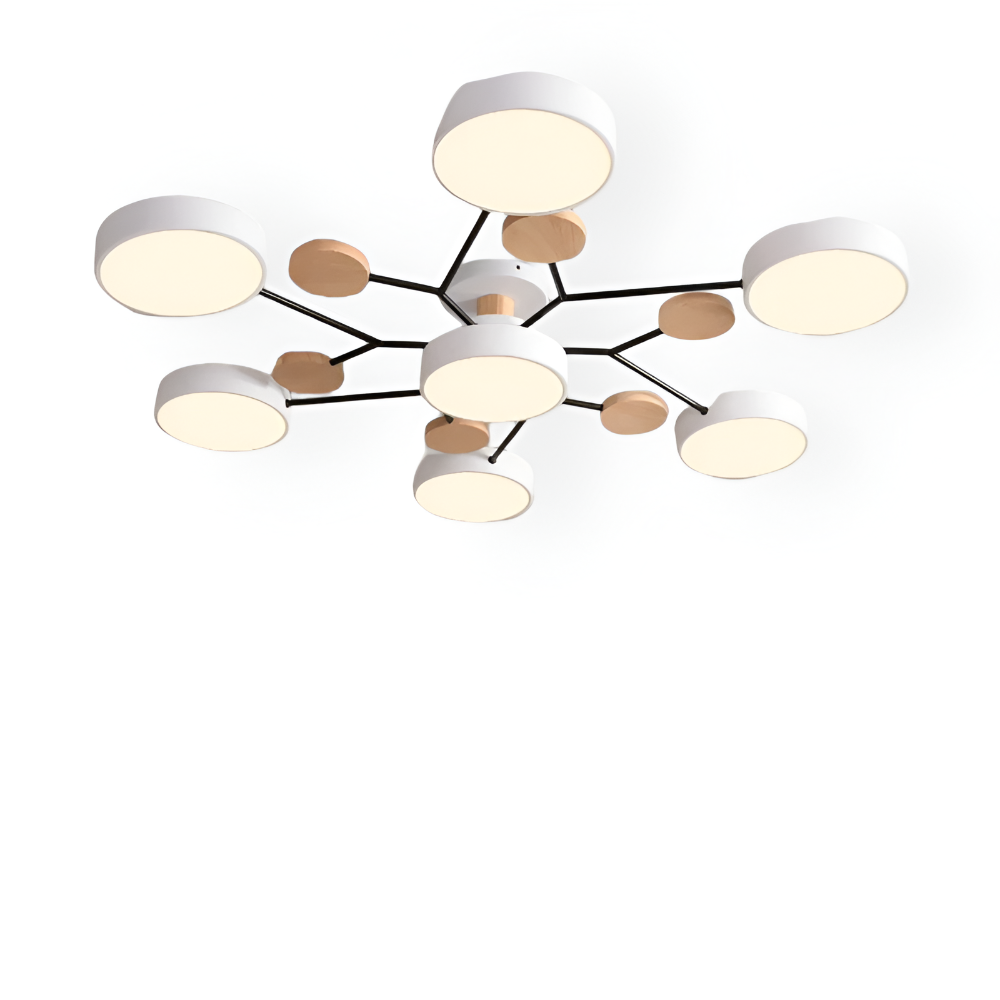 Lunaris – Samtida LED Taklampa med Modern Design och Trädetaljer