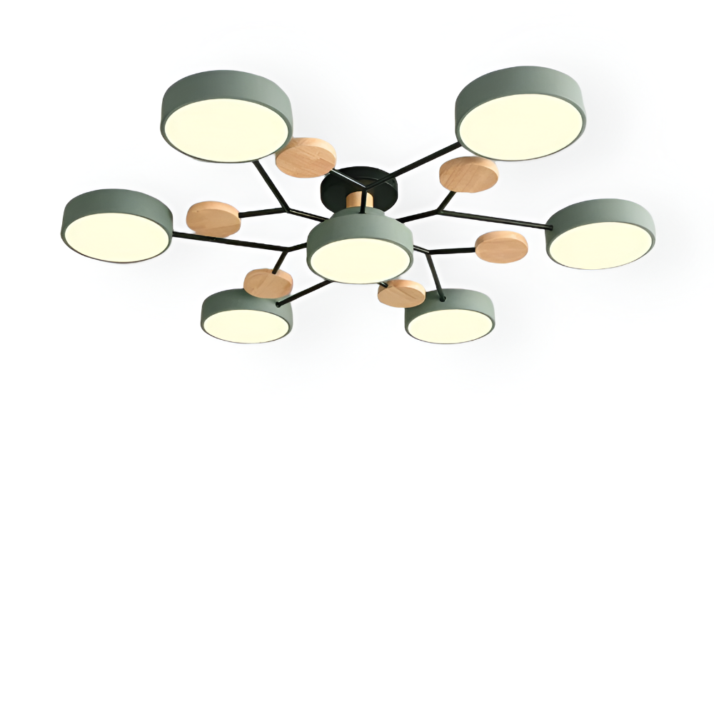 Lunaris – Samtida LED Taklampa med Modern Design och Trädetaljer