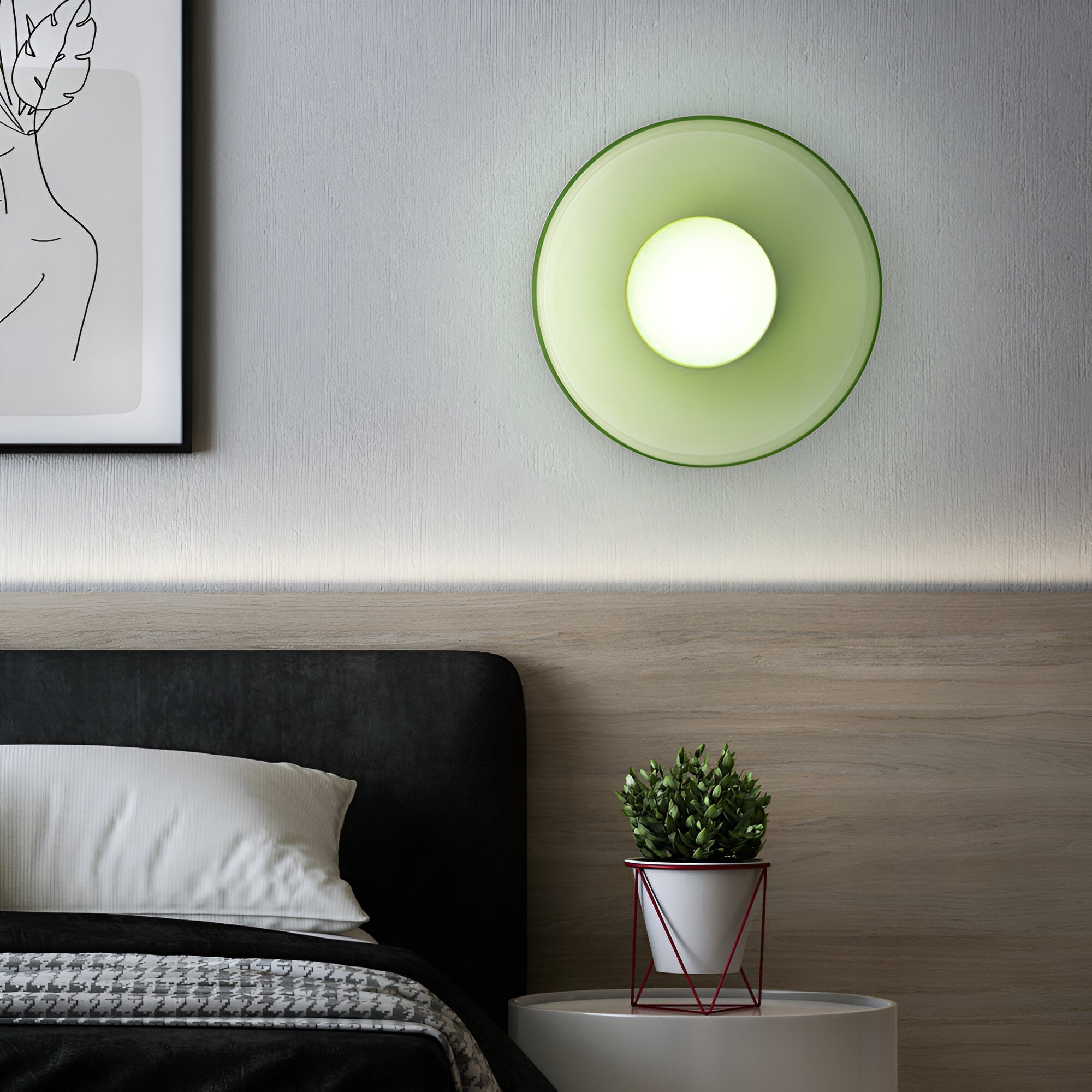 Lunara – Samtida Rund LED Taklampa i Glas och Sten