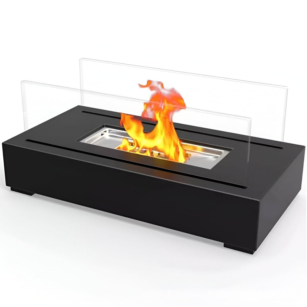 FlameLounge BioFire – Rektangulär Bordseldstad i Glas & Metall