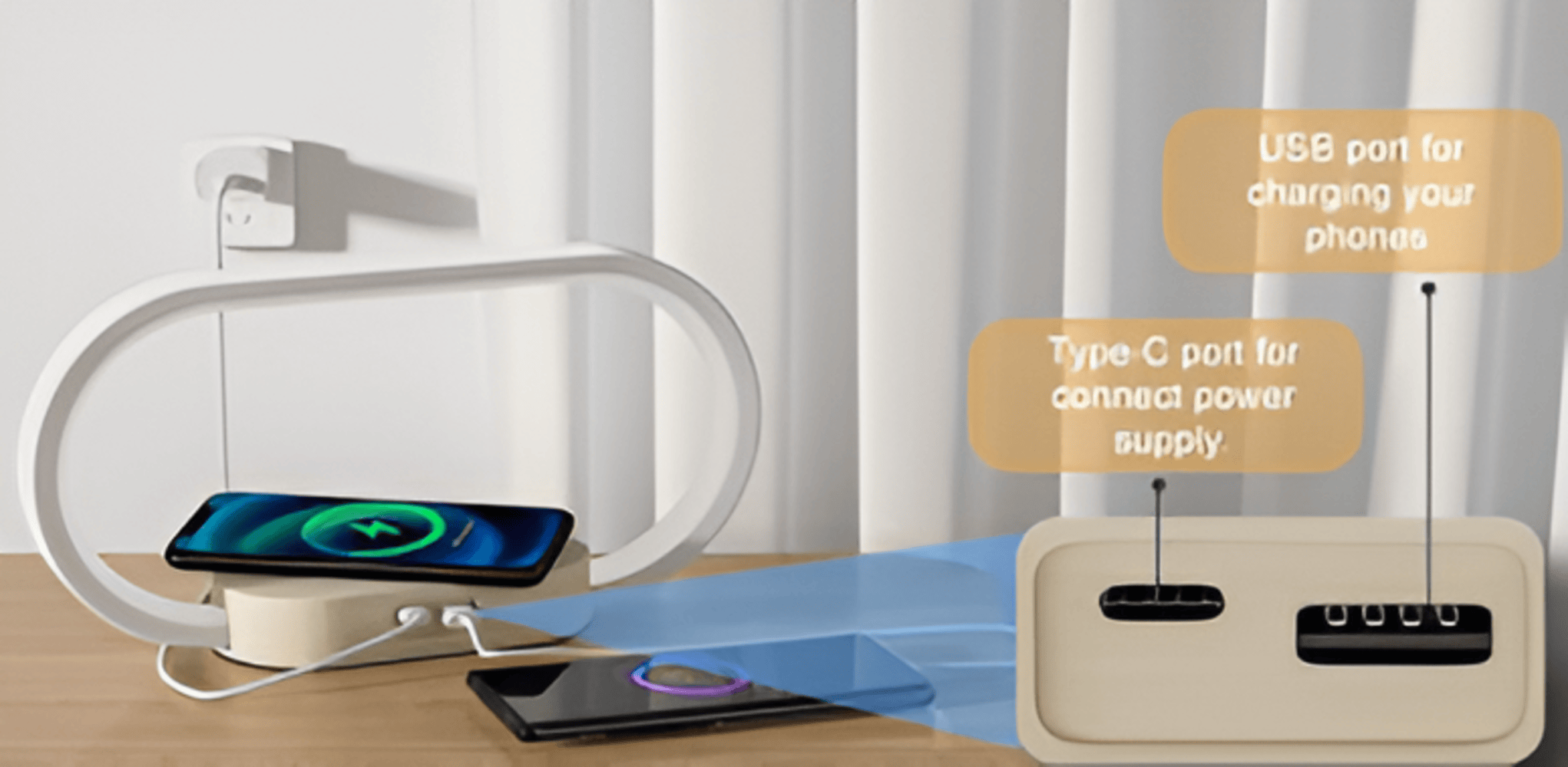 SmartiOne – Multifunktionell Nattlampa med Trådlös Laddare och Digital Klocka