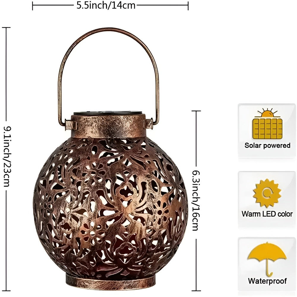 SunAura Vintage Solarlampa – Hängande Solcellslykta i Metall