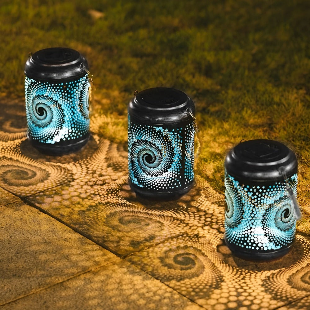 SpiralGlim Solprojektor – Solcellsdriven LED-Lampa med Spiralmönster