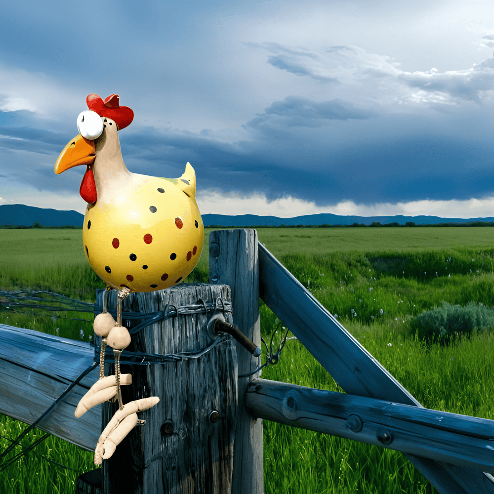 Storögd Kycklingstaty - Väderbeständigt Hartshantverk - Trädgårdsstaty av Tupp