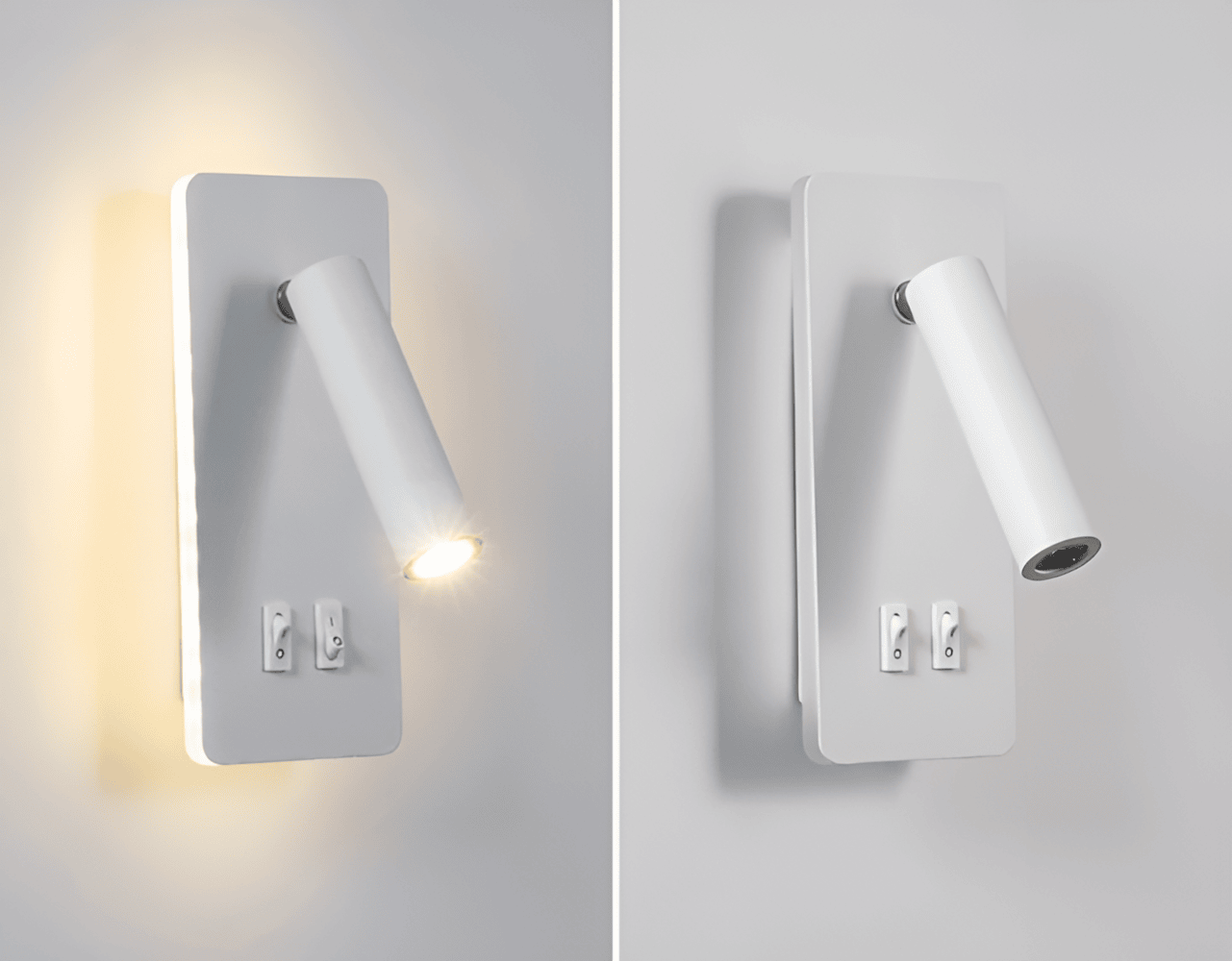 Swivel330° – Minimalistisk Cylinder Vägglampa | 330° Roterande Järnlampa med Dubbla Strömbrytare
