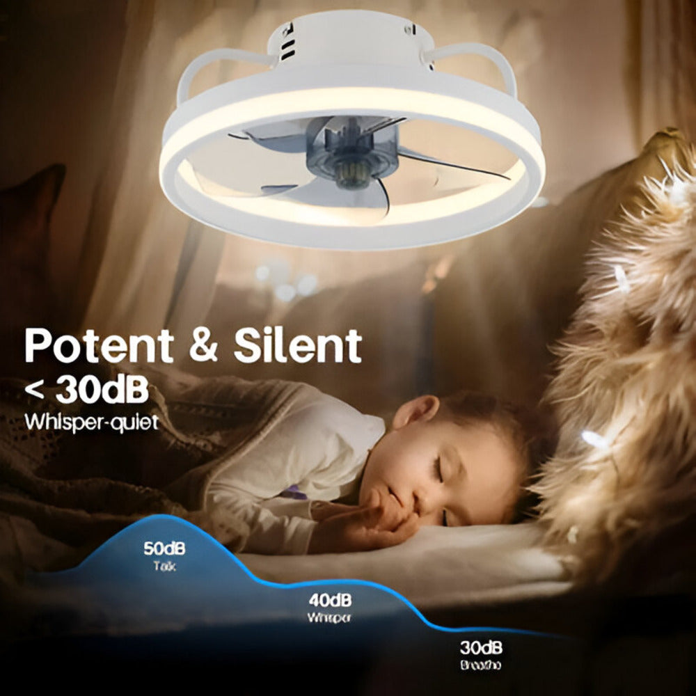 AeroLume – Smart Takfläkt med Dimbar LED och Fjärrkontroll