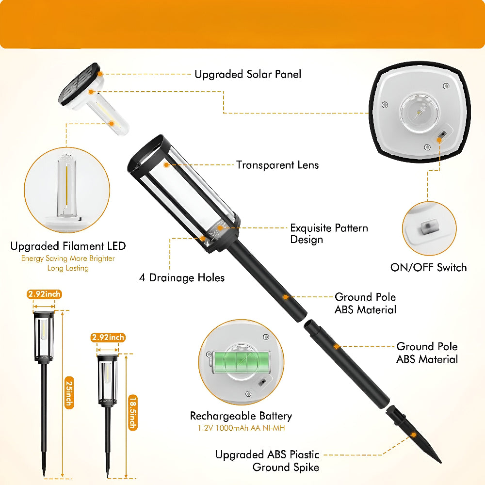 LjusFackla Solar – Vattentät LED Solarlampa för Trädgård (2/4/8-pack)