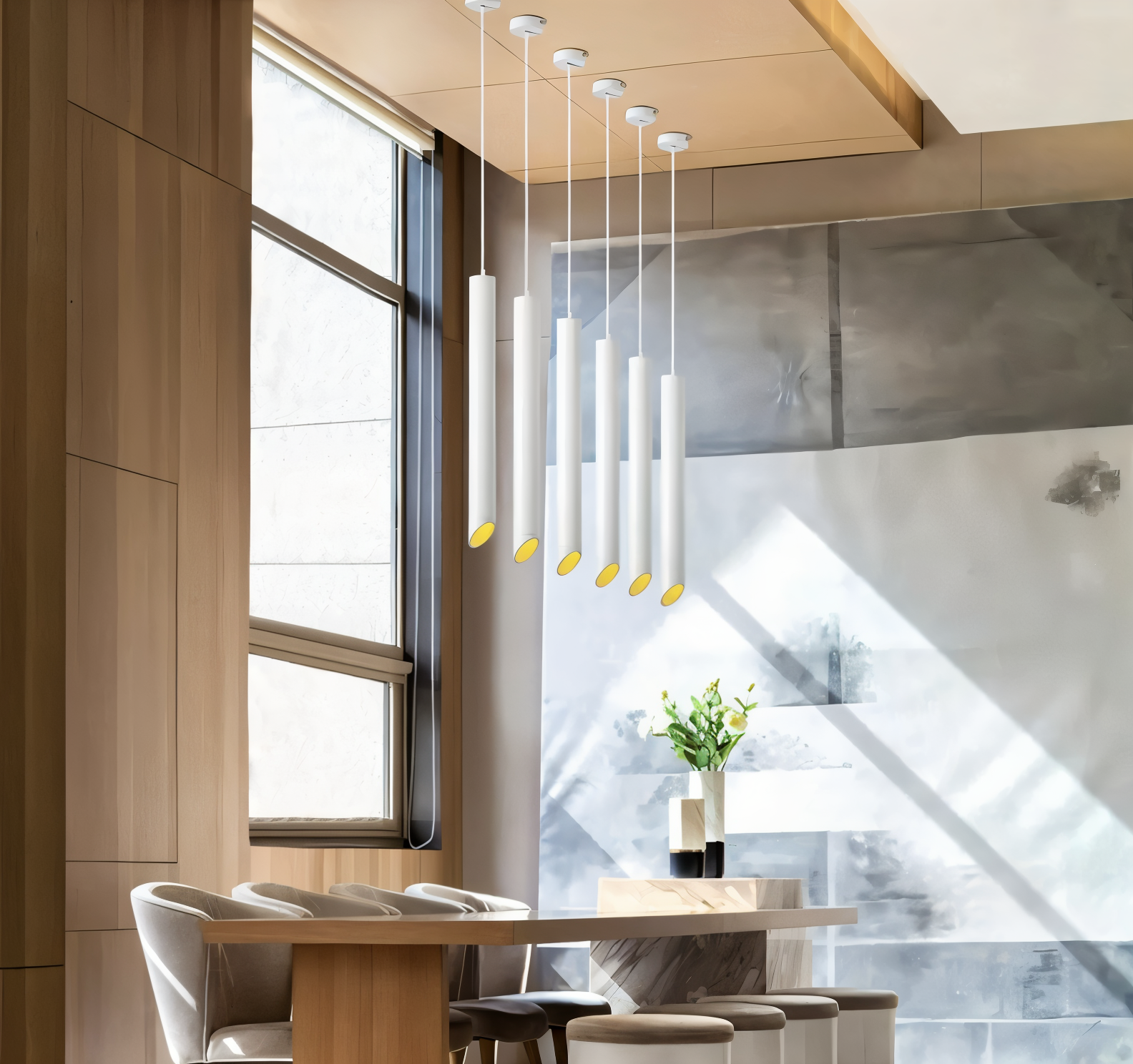 Uniqlux Tube – Modern LED-Pendellampa i Svart eller Vit Aluminium