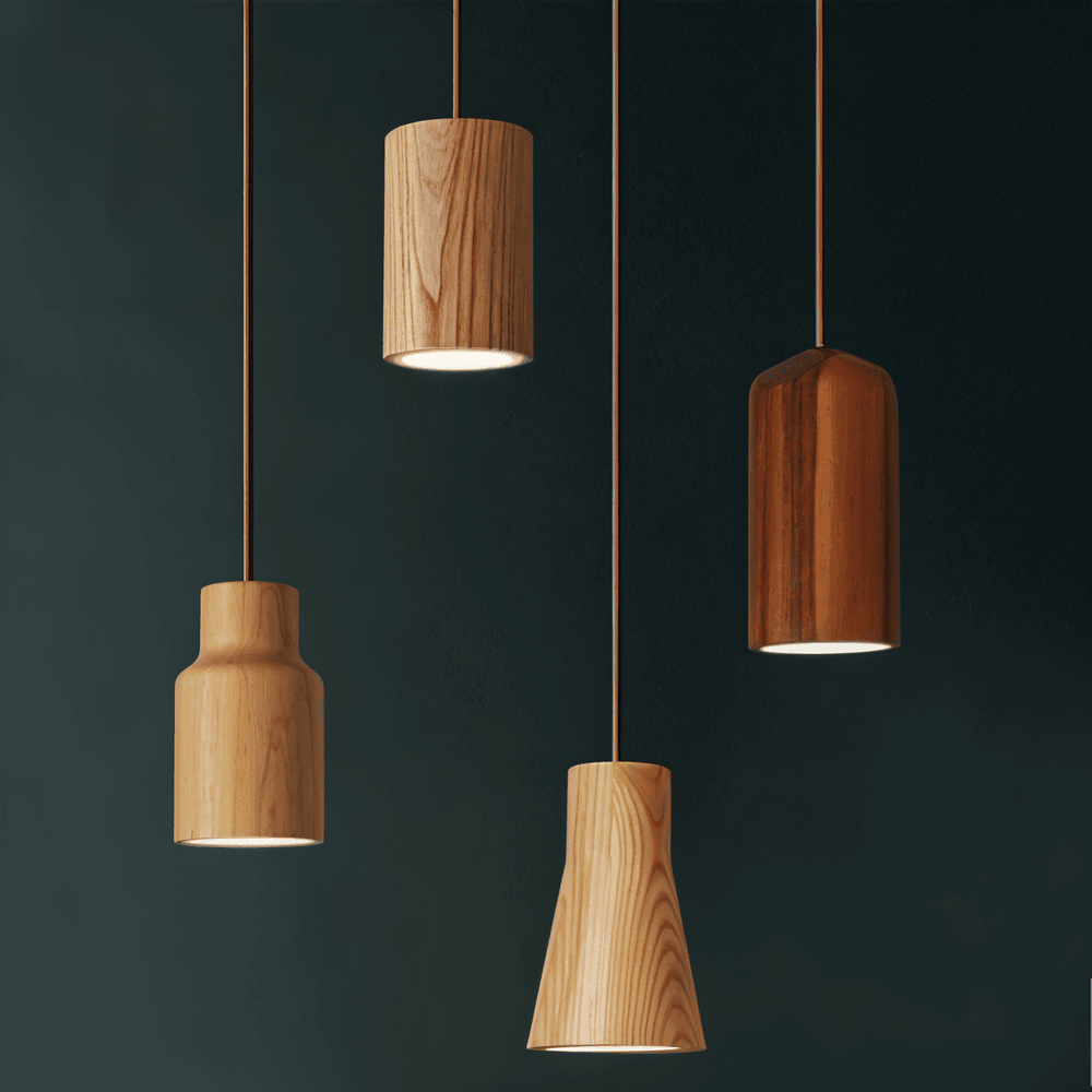 WoodTube – Elegant Cylinderformad Pendellampa i Akacia och Ask