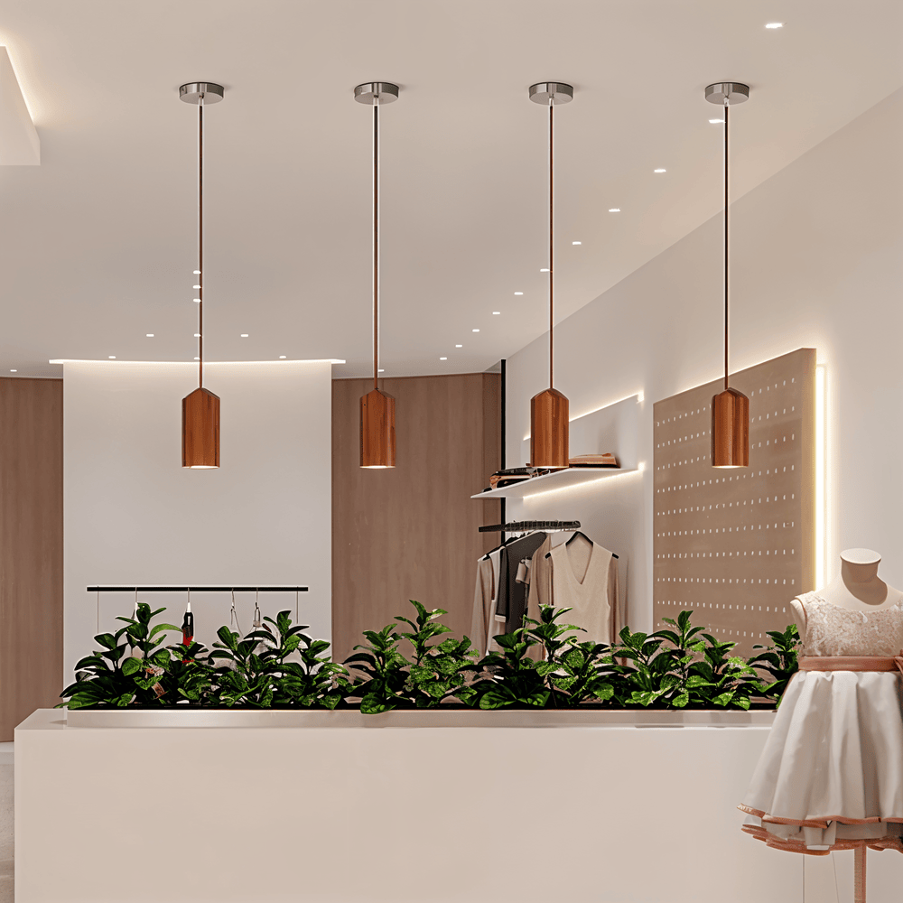 WoodTube – Elegant Cylinderformad Pendellampa i Akacia och Ask