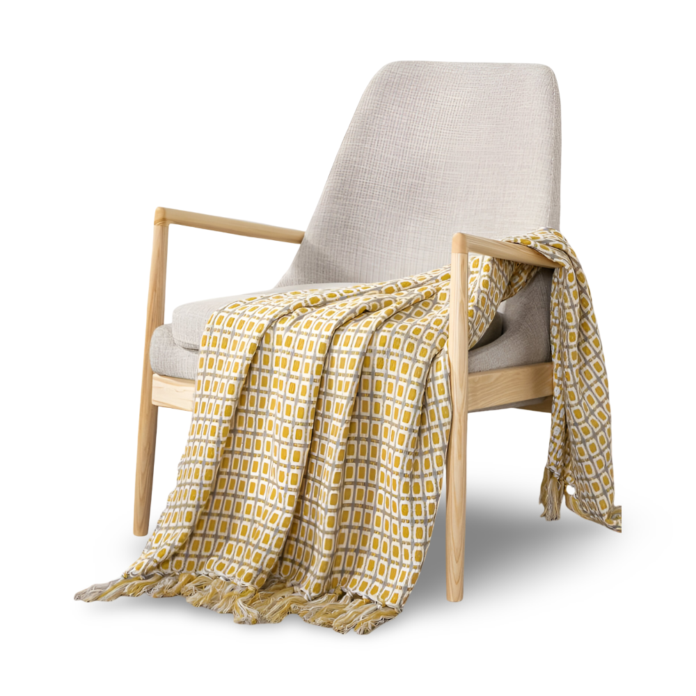 PeaKnit Aura – Färgstark Fransad Fleecefilt i Vintage-Design