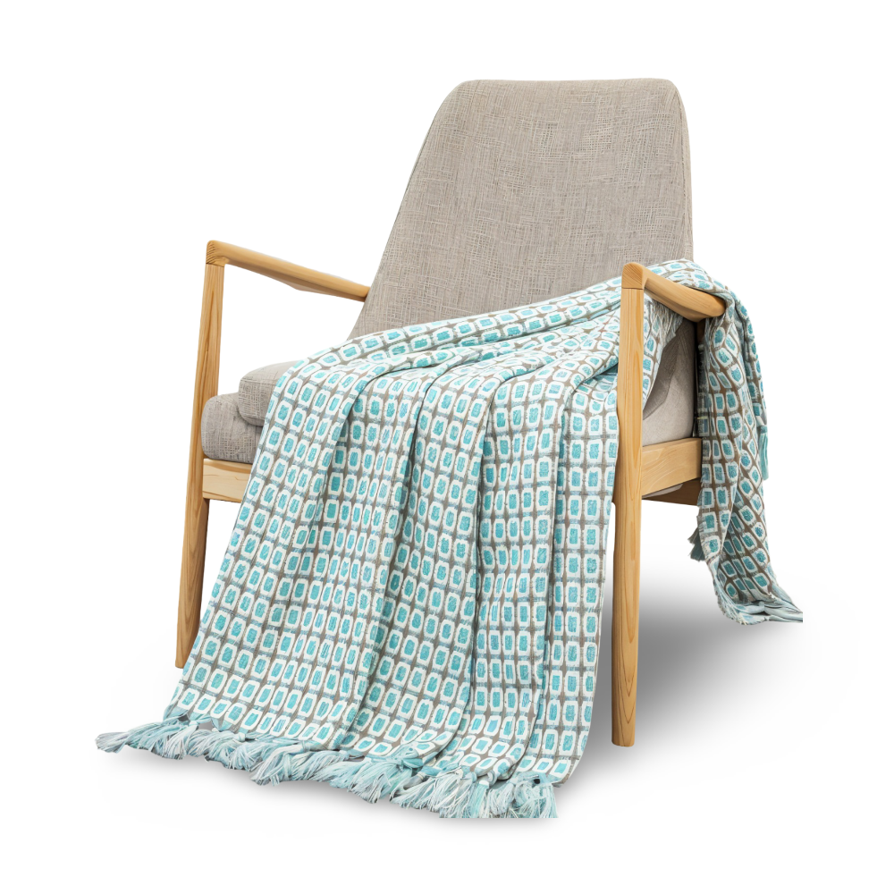 PeaKnit Aura – Färgstark Fransad Fleecefilt i Vintage-Design