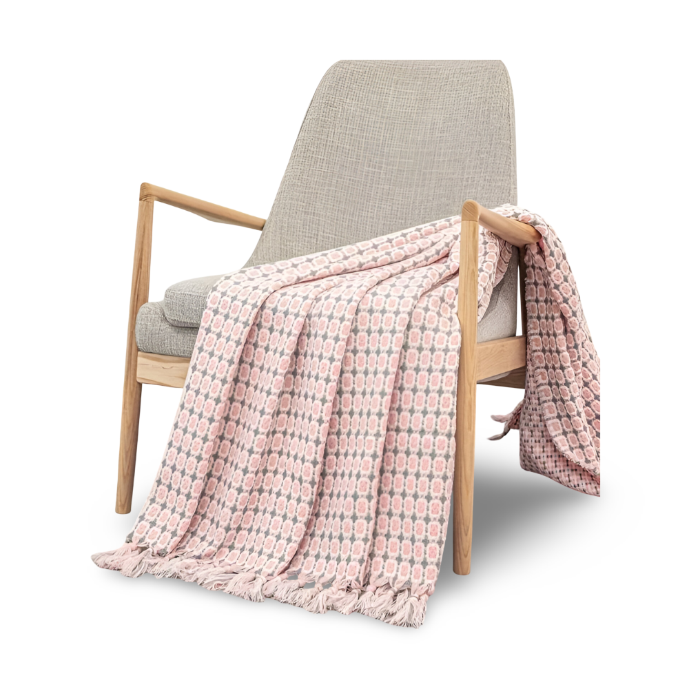 PeaKnit Aura – Färgstark Fransad Fleecefilt i Vintage-Design