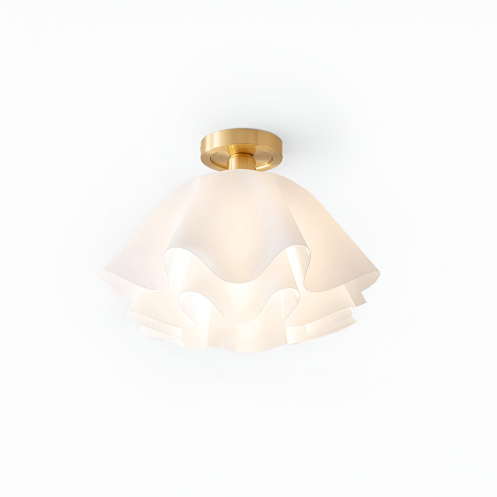 Floravie – Blomformad Vit Taklampa i Akryl med Gyllene Bas