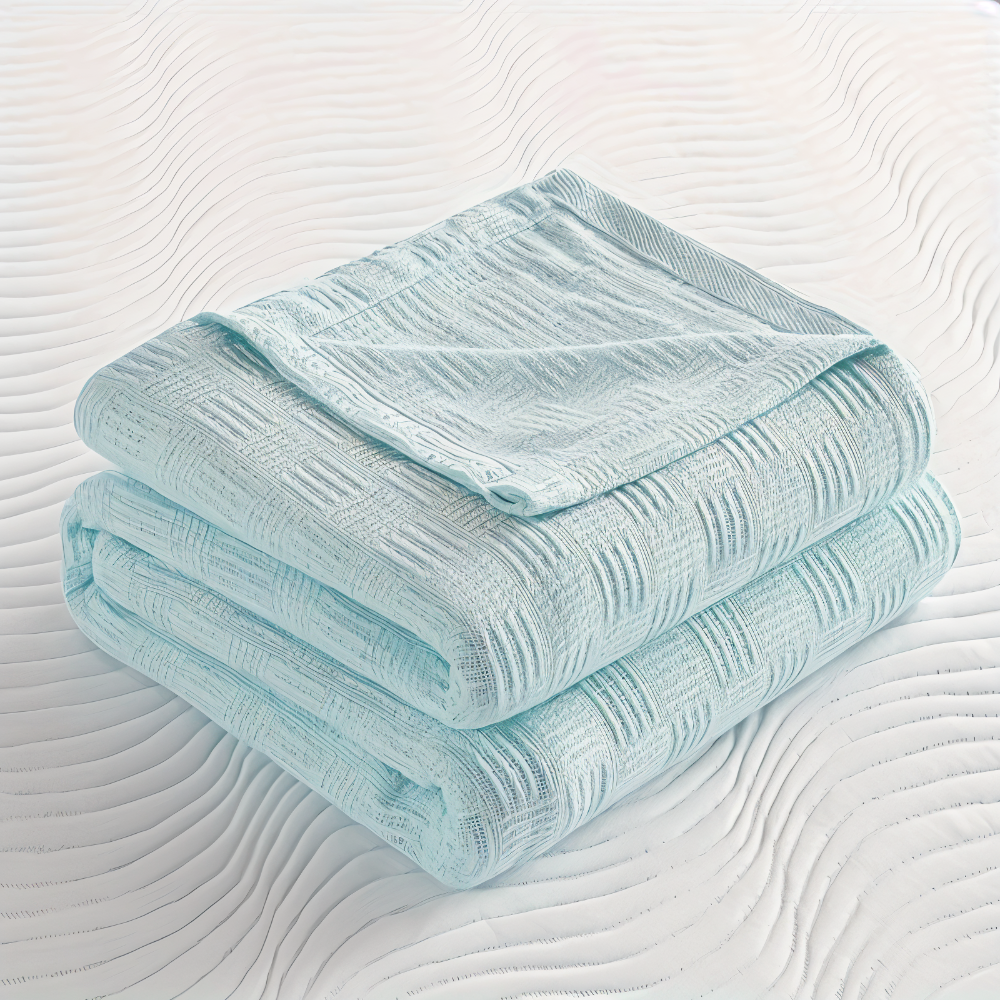 PureBreathe Cozy – Andningsbar Bomullsfleecefilt i Stilren Stickad Design