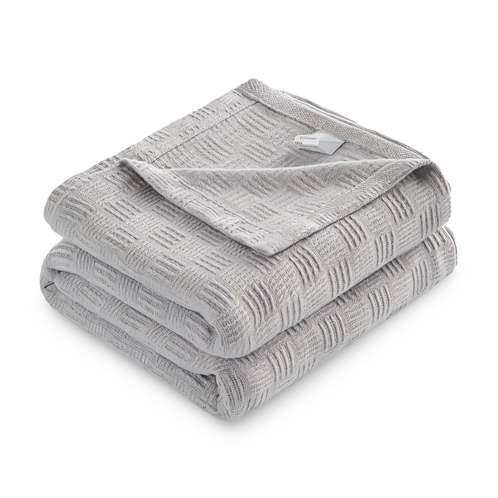 PureBreathe Cozy – Andningsbar Bomullsfleecefilt i Stilren Stickad Design