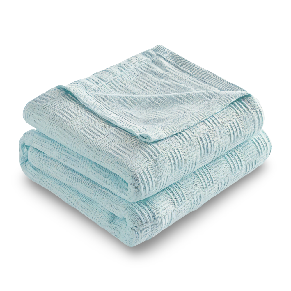 PureBreathe Cozy – Andningsbar Bomullsfleecefilt i Stilren Stickad Design