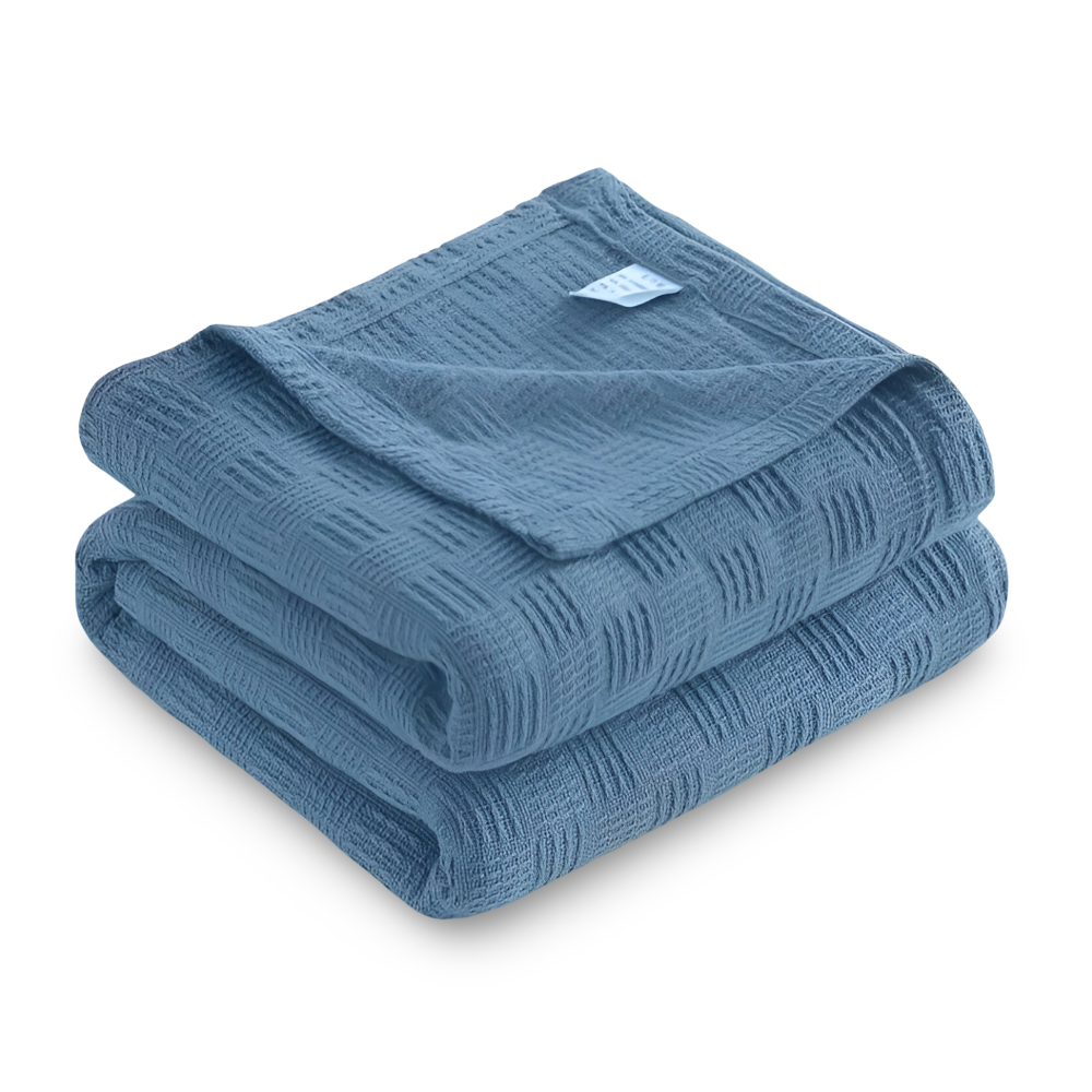 PureBreathe Cozy – Andningsbar Bomullsfleecefilt i Stilren Stickad Design