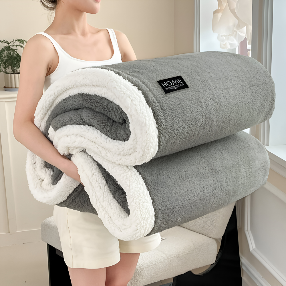 ShearLuxe Duo – Dubbel Skikt Mysfilt i Faux Fårskinn