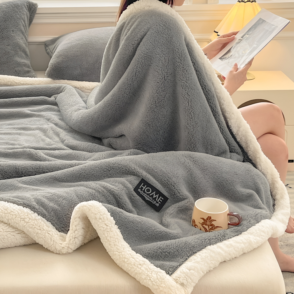 ShearLuxe Duo – Dubbel Skikt Mysfilt i Faux Fårskinn