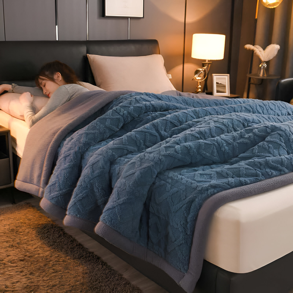 DualWeave CozyPläd – Dubbelvävd Mikrofiberfleecefilt för Varm Komfort