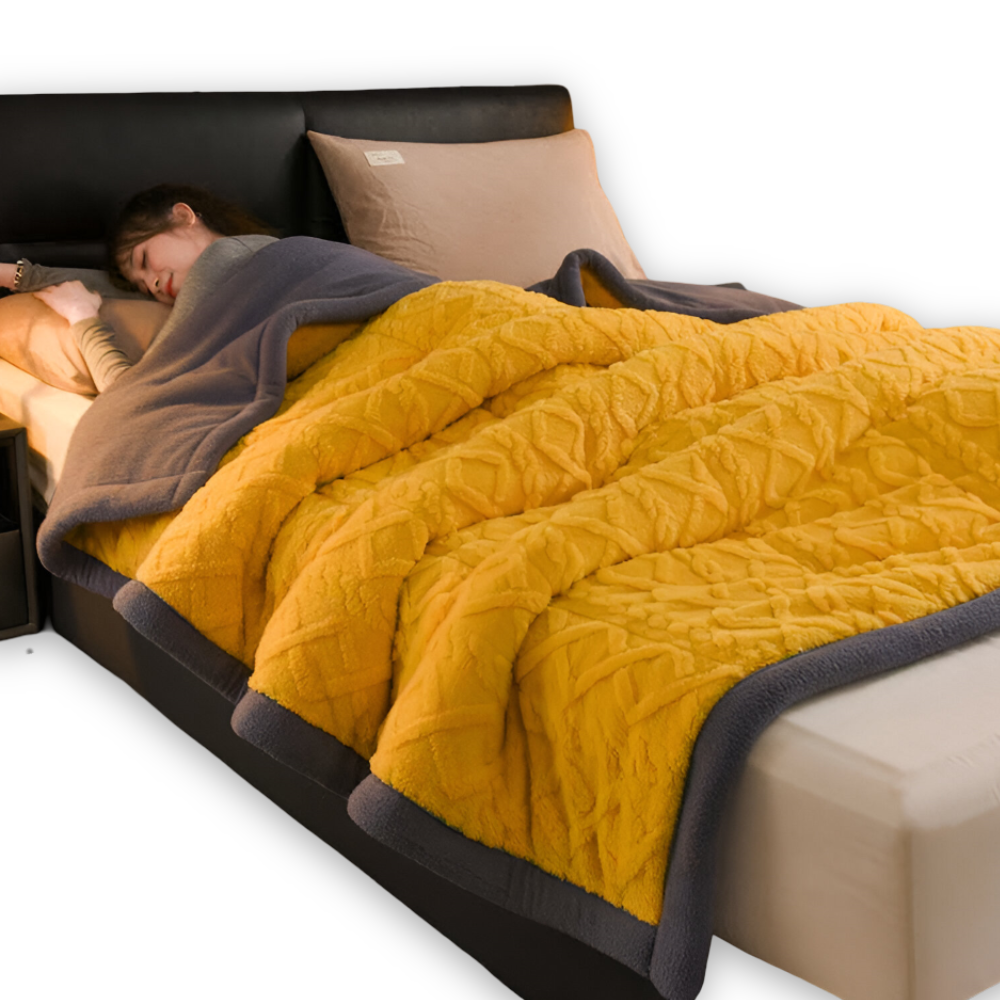 DualWeave CozyPläd – Dubbelvävd Mikrofiberfleecefilt för Varm Komfort
