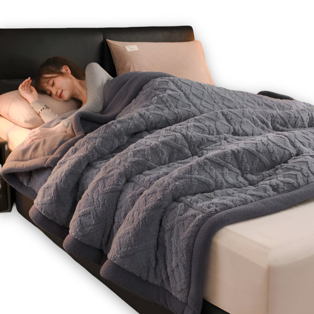 DualWeave CozyPläd – Dubbelvävd Mikrofiberfleecefilt för Varm Komfort
