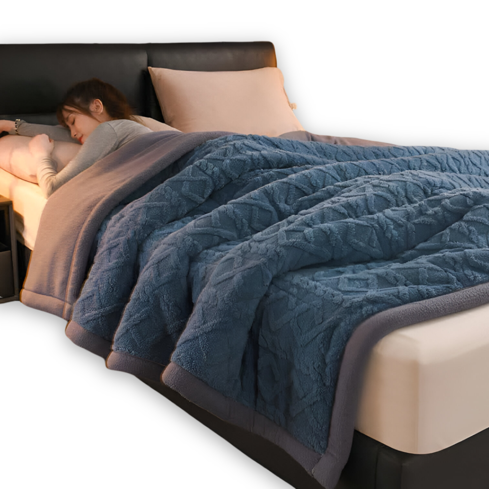 DualWeave CozyPläd – Dubbelvävd Mikrofiberfleecefilt för Varm Komfort