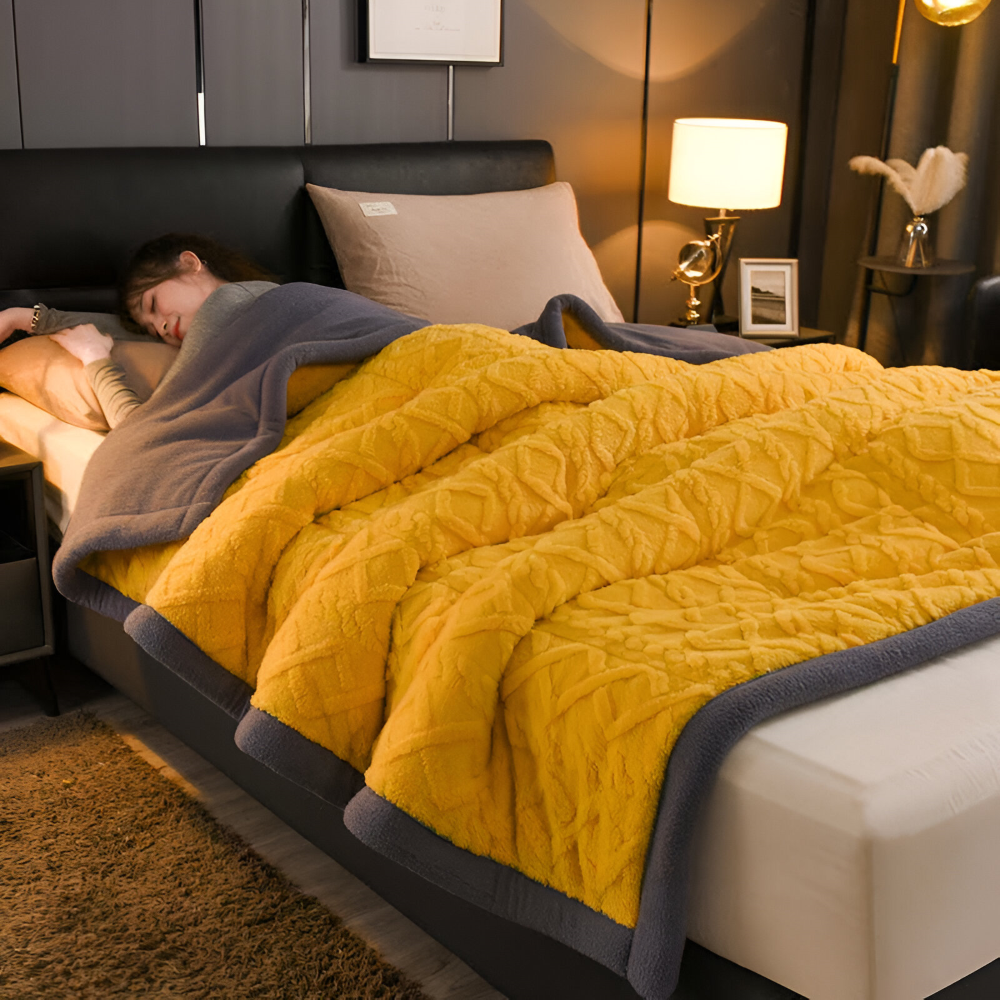 DualWeave CozyPläd – Dubbelvävd Mikrofiberfleecefilt för Varm Komfort