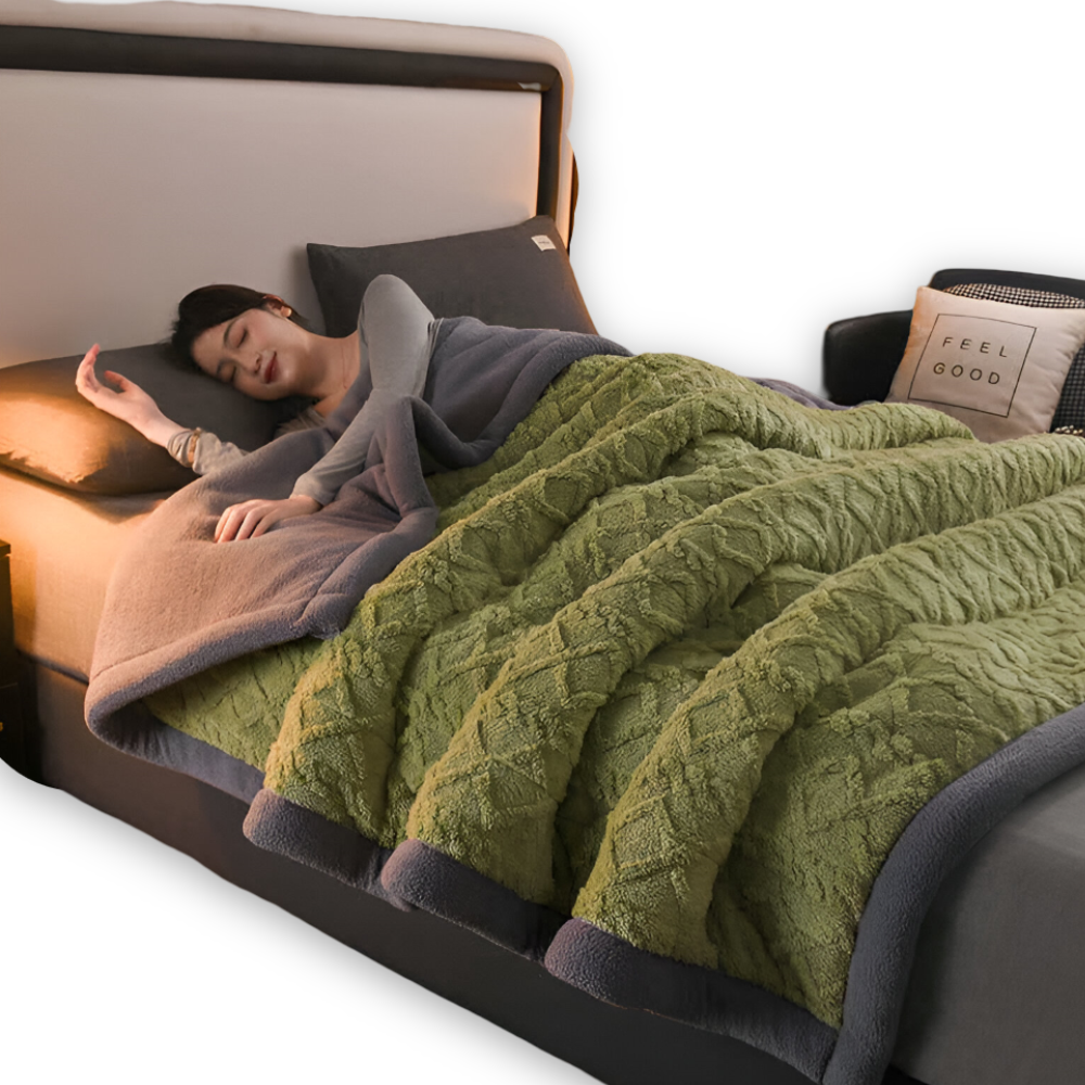 DualWeave CozyPläd – Dubbelvävd Mikrofiberfleecefilt för Varm Komfort