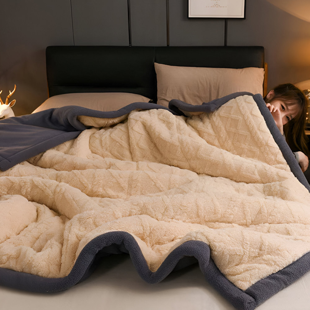 DualWeave CozyPläd – Dubbelvävd Mikrofiberfleecefilt för Varm Komfort