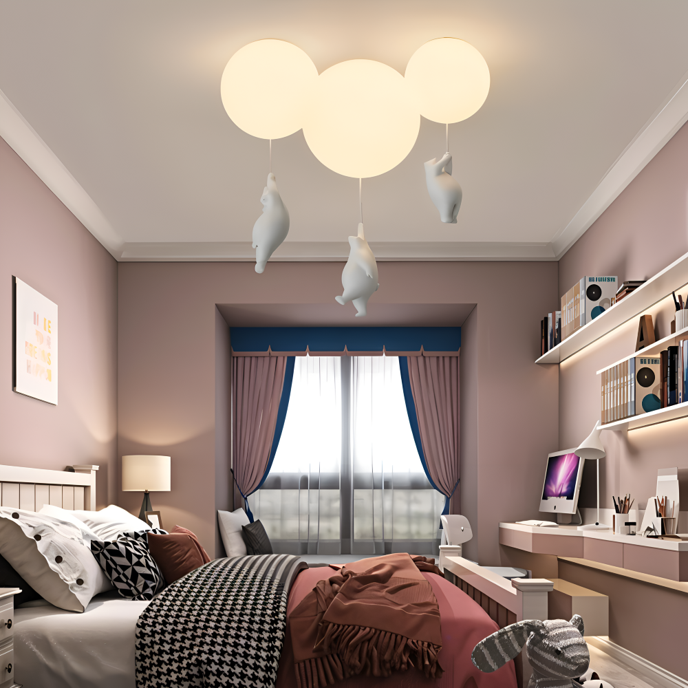 Lunabear – Lekfull Ballongpendellampa i Harz och Akryl för Barnrum