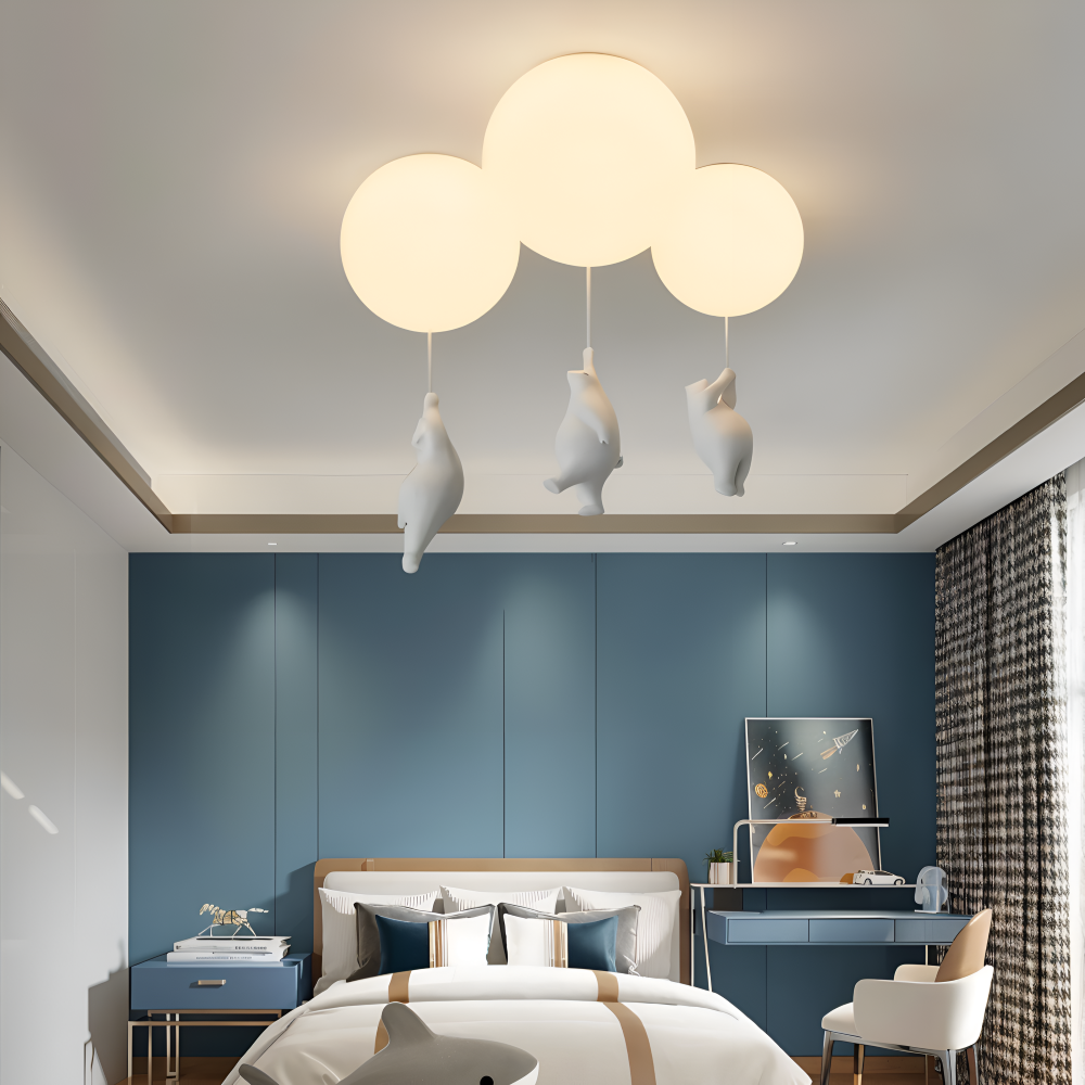 Lunabear – Lekfull Ballongpendellampa i Harz och Akryl för Barnrum