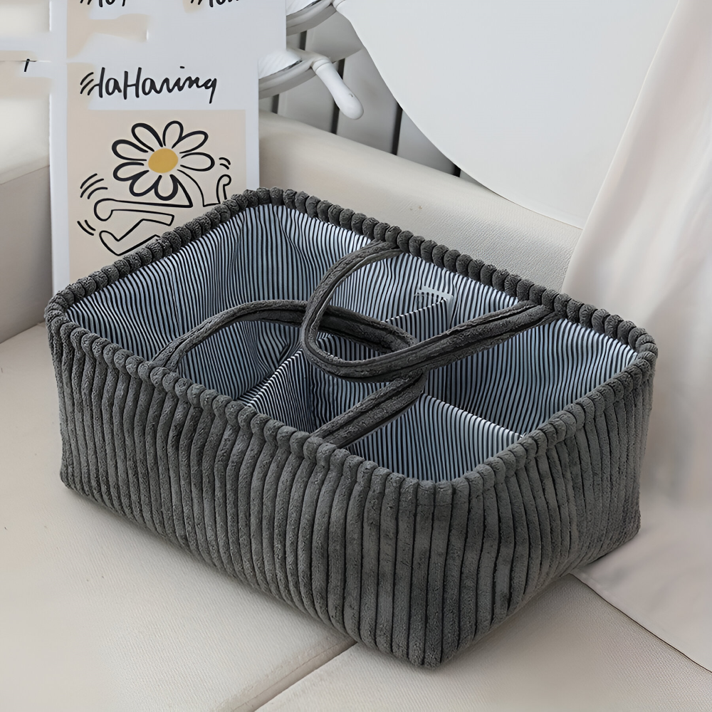 SoftNest – Förvaringskorg i Polyester med Fack för Blöjor & Babyartiklar