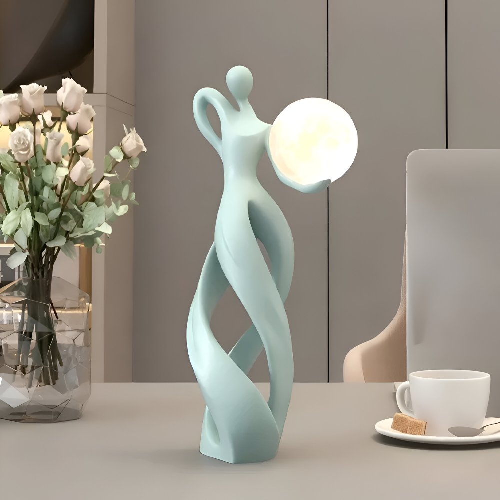 GlowMuse Flicka – Abstrakt Belyst Skulptur i Modern Harzdesign