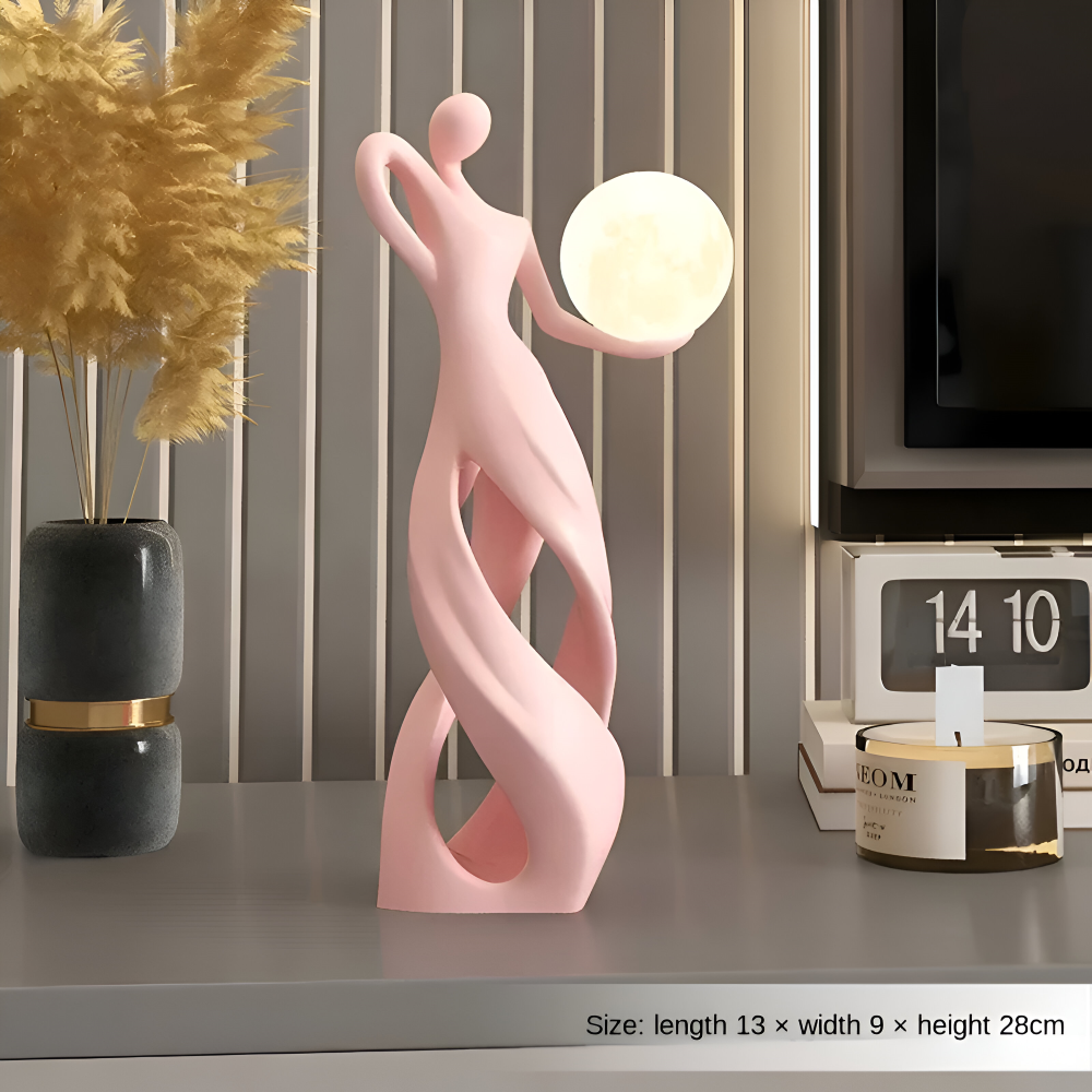 GlowMuse Flicka – Abstrakt Belyst Skulptur i Modern Harzdesign