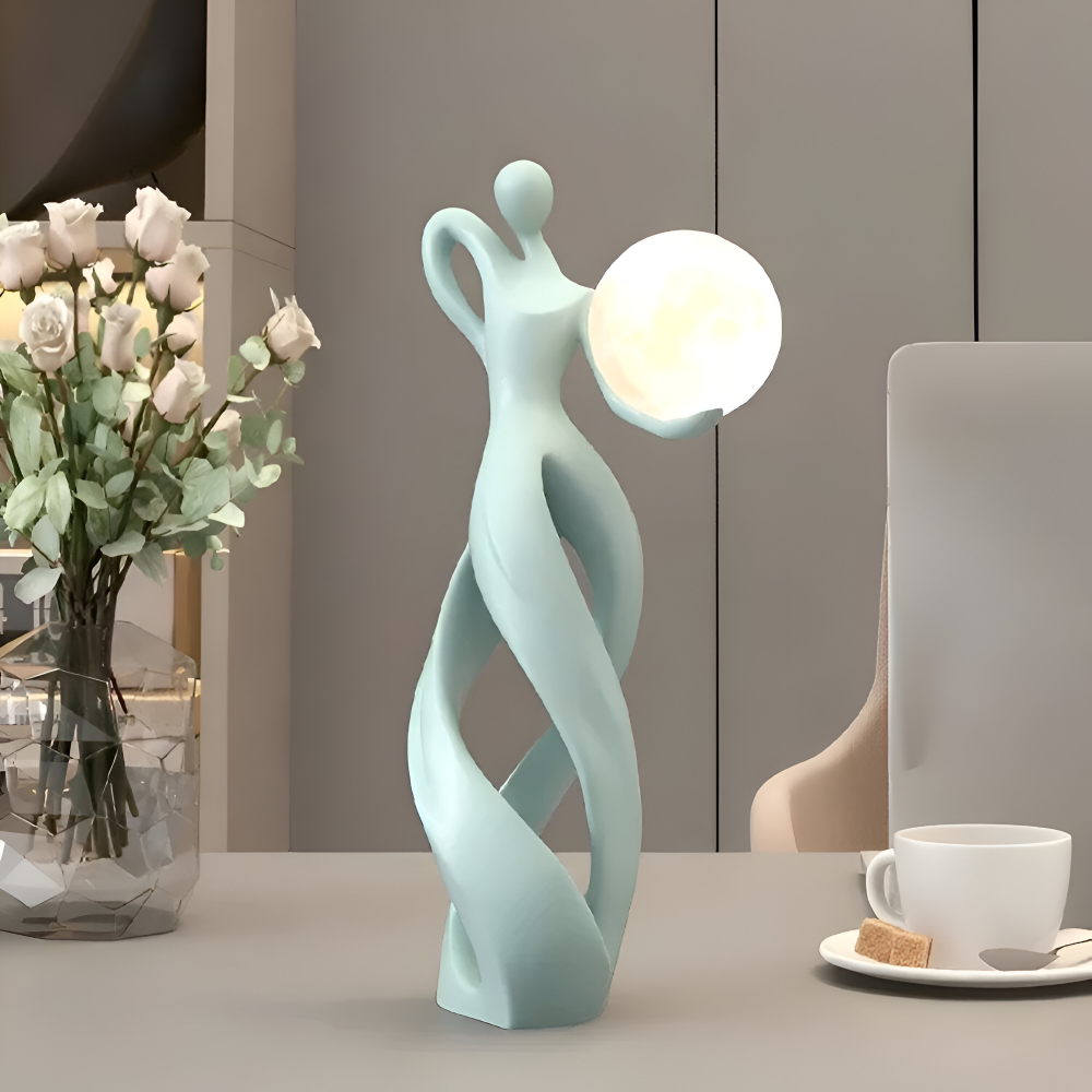 GlowMuse Flicka – Abstrakt Belyst Skulptur i Modern Harzdesign