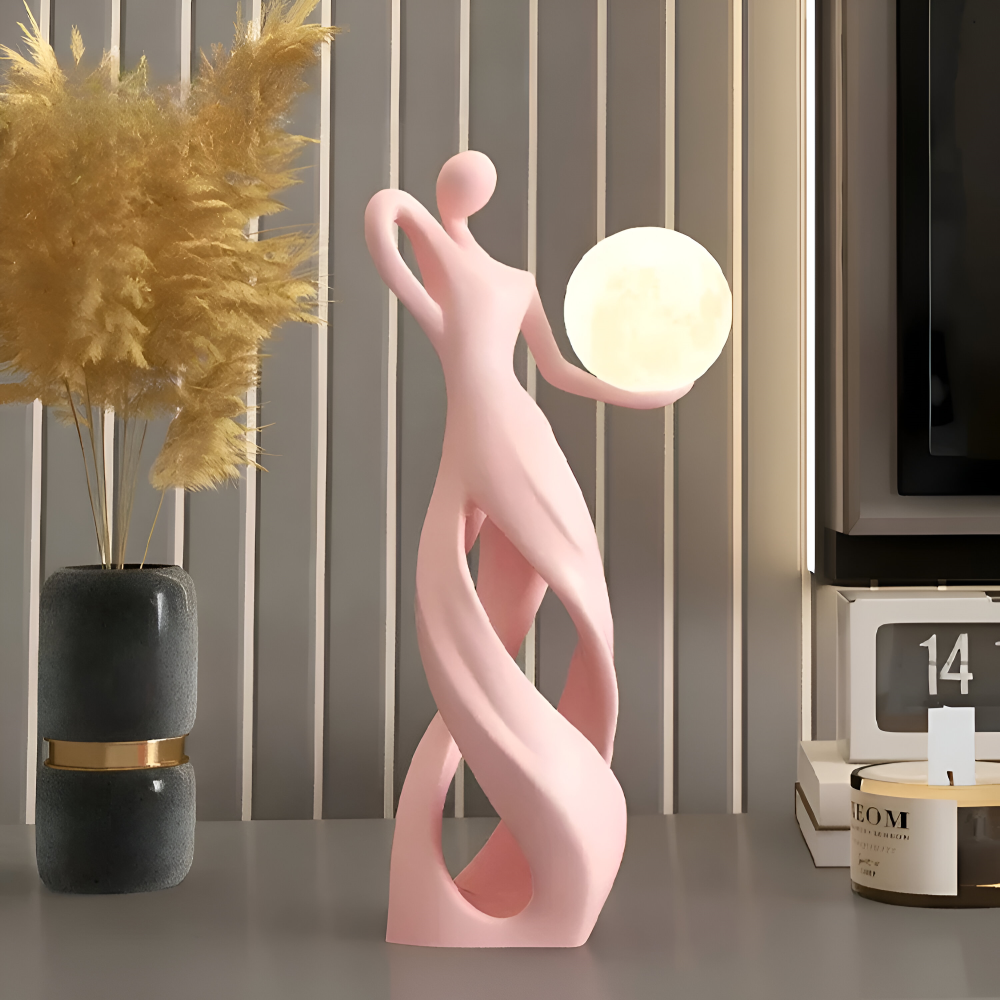 GlowMuse Flicka – Abstrakt Belyst Skulptur i Modern Harzdesign
