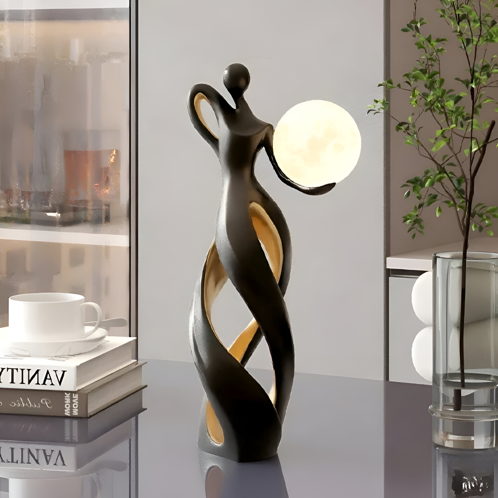 GlowMuse Flicka – Abstrakt Belyst Skulptur i Modern Harzdesign