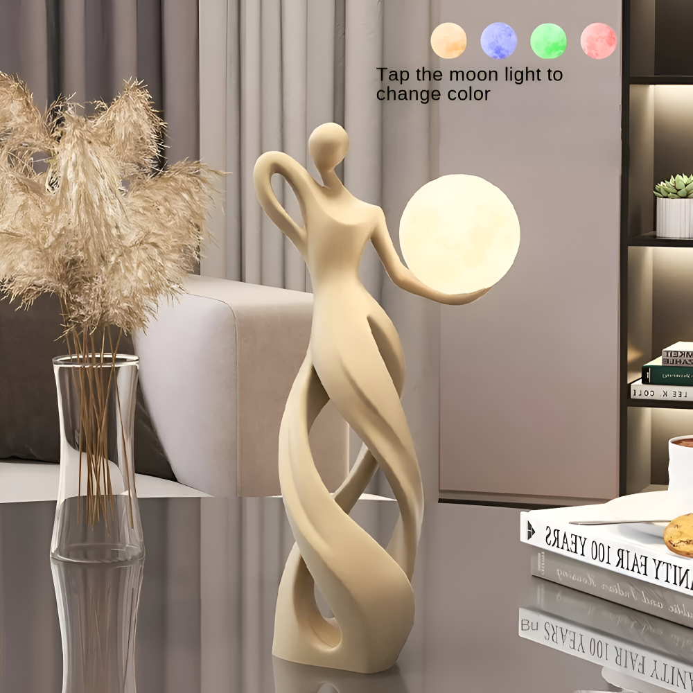 GlowMuse Flicka – Abstrakt Belyst Skulptur i Modern Harzdesign