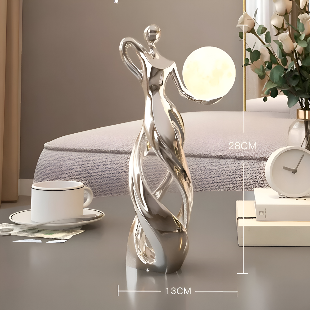 GlowMuse Flicka – Abstrakt Belyst Skulptur i Modern Harzdesign